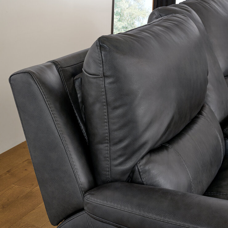 Gilmancreek Furniture, Sofá seccional reclinable de piel con sistema y cabeceras eléctricas — Imagen 3 de 4