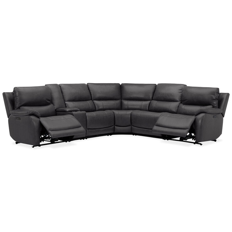 Gilmancreek Furniture, Sofá seccional reclinable de piel con sistema y cabeceras eléctricas — Imagen 4 de 4