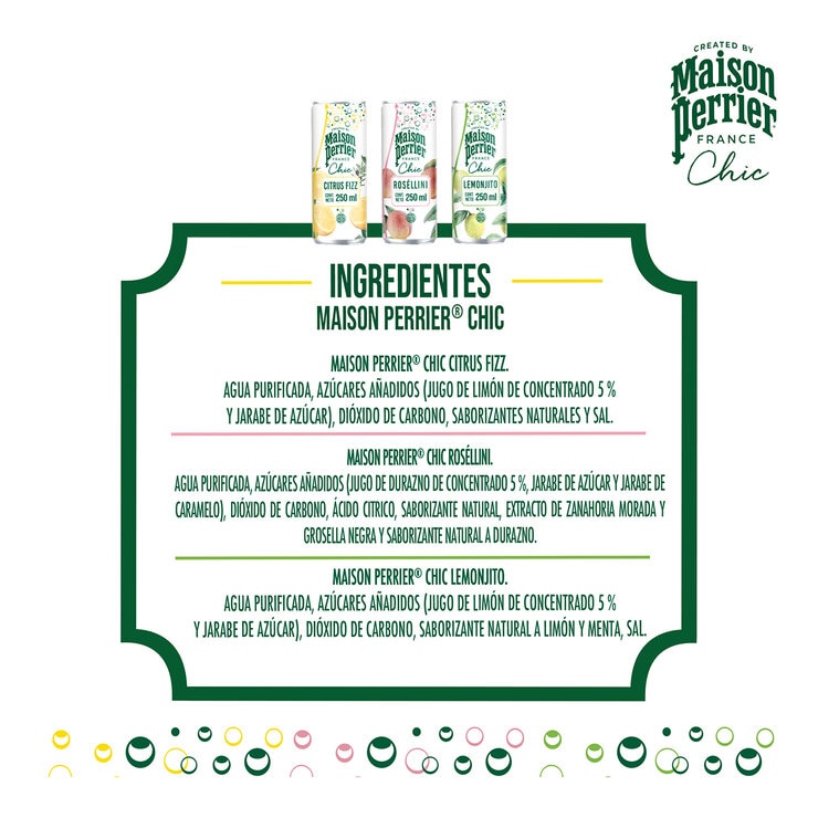 Perrier Chic Bebida Carbonatada de Sabores 24 pzs de 250 ml — Imagen 2 de 4