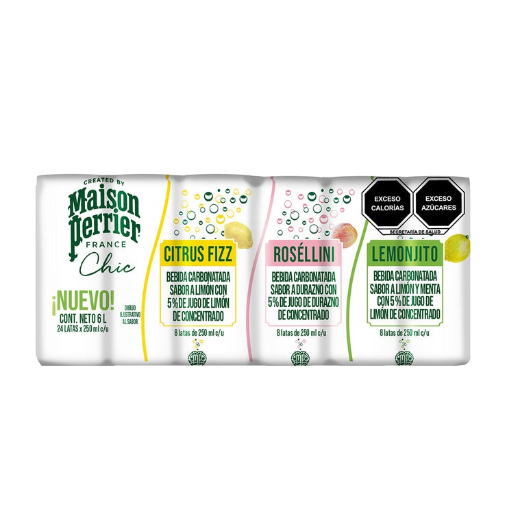 Perrier Chic Bebida Carbonatada de Sabores 24 pzs de 250 ml — Imagen 1 de 4