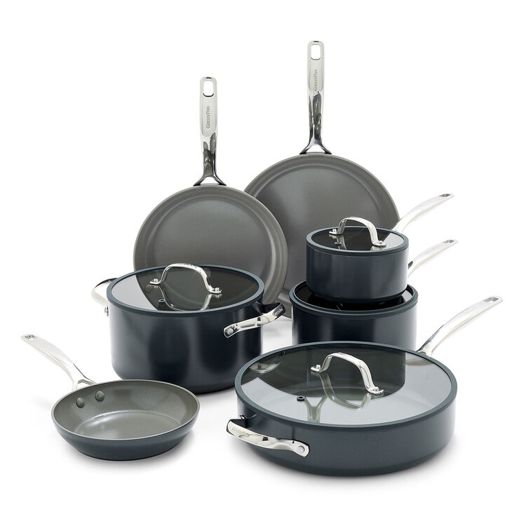 Greenpan Bateria de Cocina de Aluminio Anodizado Resistente y Antiadherente de Ceramica 11 piezas Varios Colores — Imagen 1 de 2