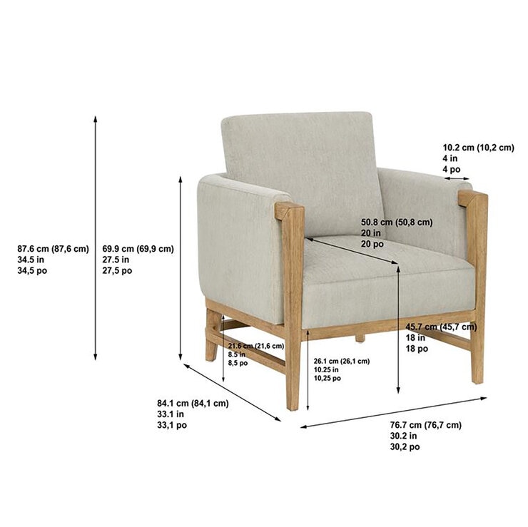 Thomasville, Sillón de Tela con Detalles de Madera — Imagen 3 de 4
