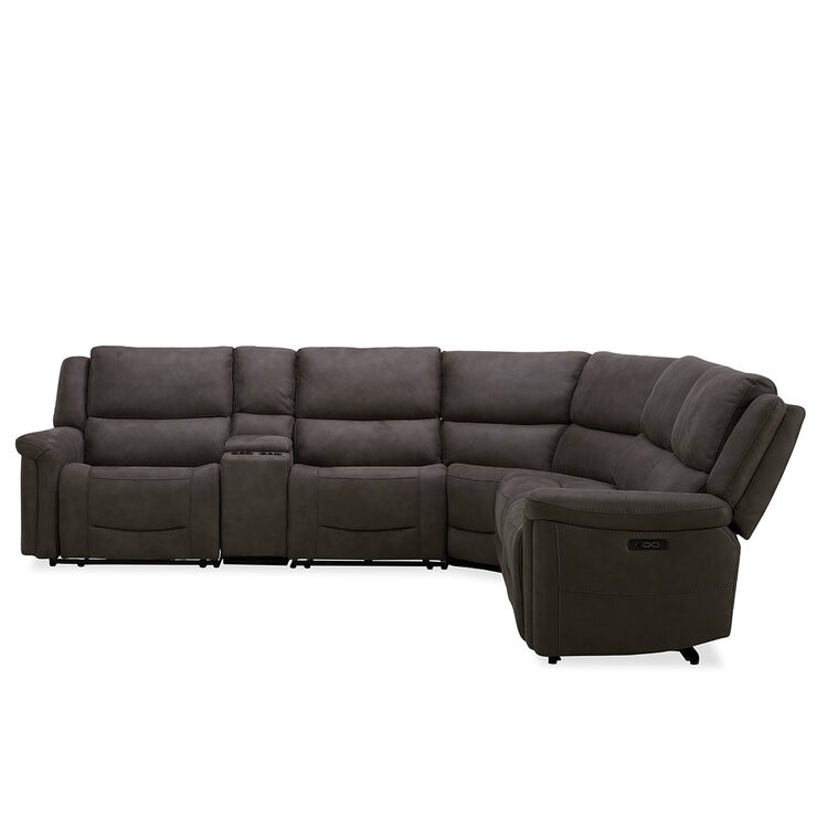 GilmanCreek Furniture, Sofá seccional de tela con 3 reclinables eléctricos y 3 reposacabezas eléctricos — Imagen 3 de 4