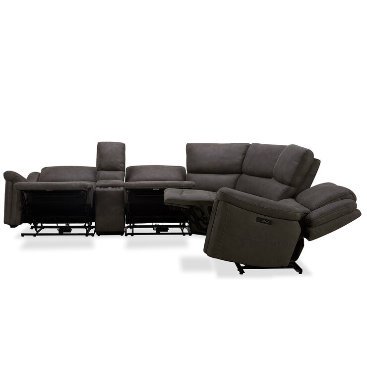 GilmanCreek Furniture, Sofá seccional de tela con 3 reclinables eléctricos y 3 reposacabezas eléctricos — Imagen 4 de 4