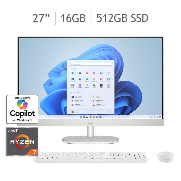 HP All-In-One 27-cr0011la Desktop 27'' Full HD Ryzen 7 16GB 512GB SSD — Imagen 1 de 4