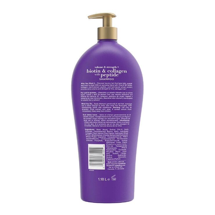 Ogx Shampoo Biotina y Colágeno 1.18 L — Imagen 3 de 4