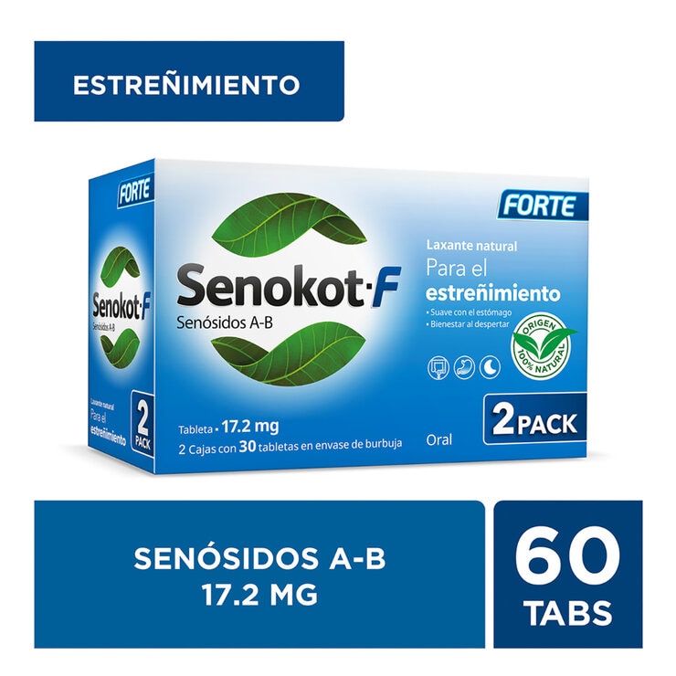 Senokot F Senósidos A-B 17.2mg Laxante Natural 30 Tabletas — Imagen 1 de 4
