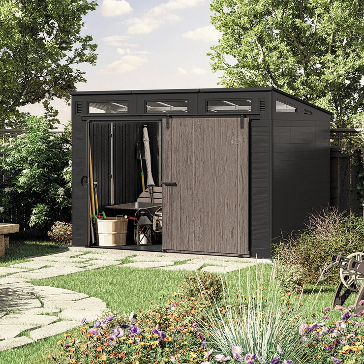 Suncast, Modernist Cobertizo de Almacenamiento de 3m x 2.1m con Puerta Corrediza — Imagen 2 de 4