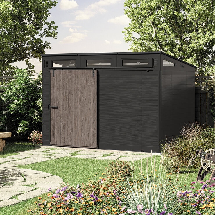 Suncast, Modernist Cobertizo de Almacenamiento de 3m x 2.1m con Puerta Corrediza — Imagen 1 de 4