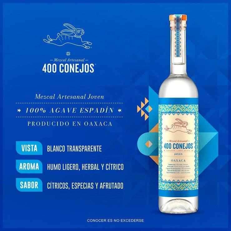 Mezcal 400 Conejos Espadín 700 ml — Imagen 3 de 3