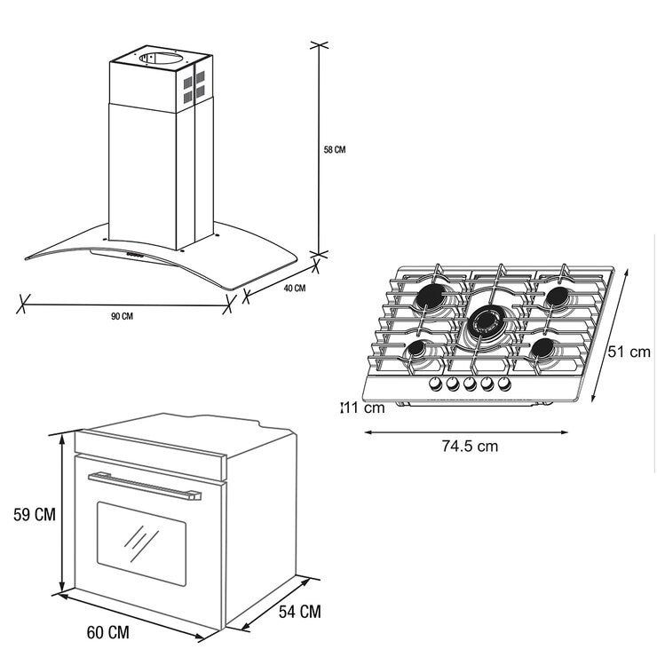 Koblenz Combo Campana 90 cm Parrilla 75 cm y Horno de Gas — Imagen 2 de 4