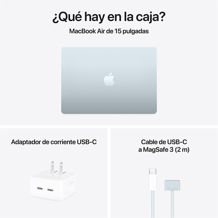 Apple MacBook Air 15" Chip M4 256GB Azul Cielo CPU de 10 núcleos GPU de 10 núcleos Memoria unificada de 16GB — Imagen 3 de 4
