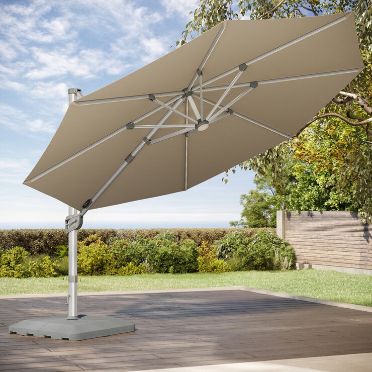Seasons Sentry, Sombrilla Redonda de 4m con Luz Solar Led — Imagen 1 de 4