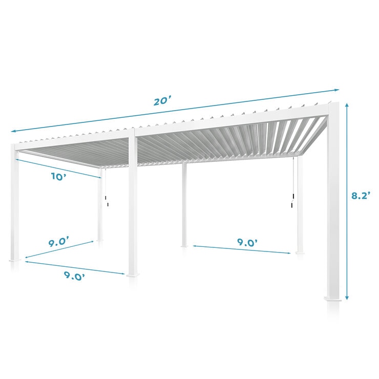 Zhengte, Pérgola de Aluminio de 3m x 6m Color Blanco — Imagen 3 de 4