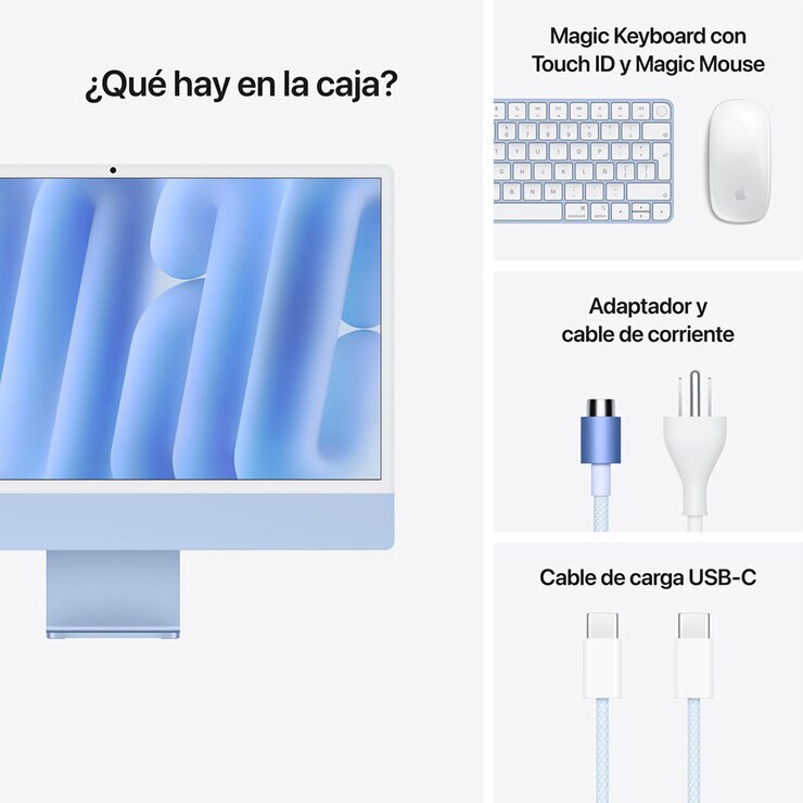 Apple iMac 24" 256GB 4.5K Chip M4 Azul CPU de 10 Núcleos GPU de 10 Núcleos Memoria Unificada de 16GB. — Imagen 3 de 4