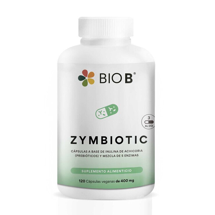 Bio B Zymbiotic Prebióticos y mezcla de 5 enzimas 120 Cápsulas — Imagen 1 de 3