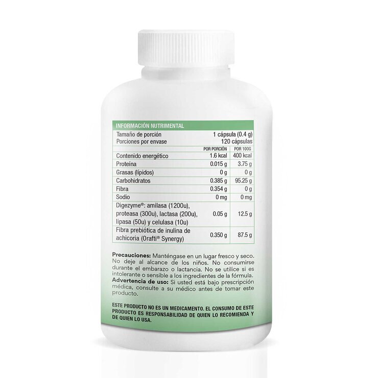 Bio B Zymbiotic Prebióticos y mezcla de 5 enzimas 120 Cápsulas — Imagen 2 de 3