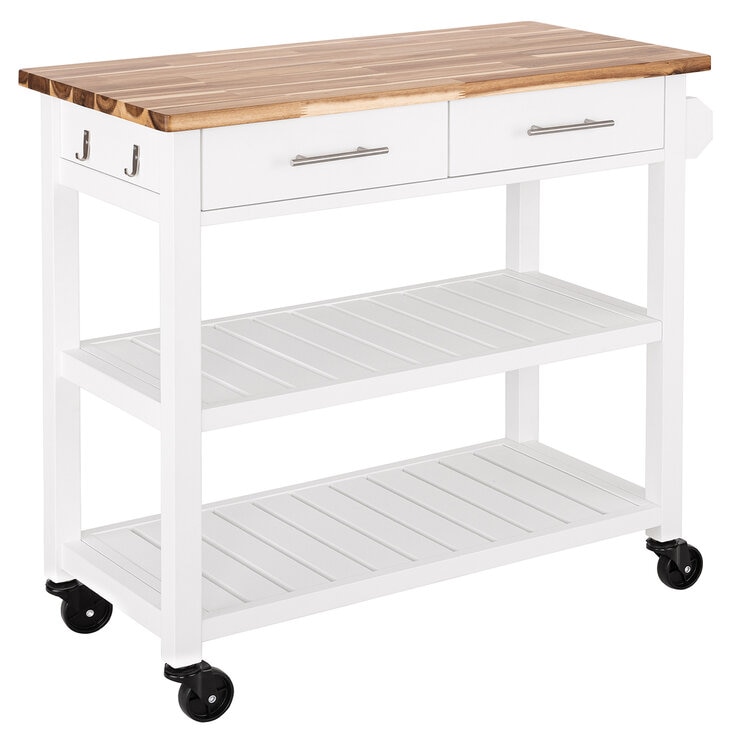 Seville Classics Home Carrito de Cocina con Superficie de Acacia con Cajones — Imagen 3 de 4