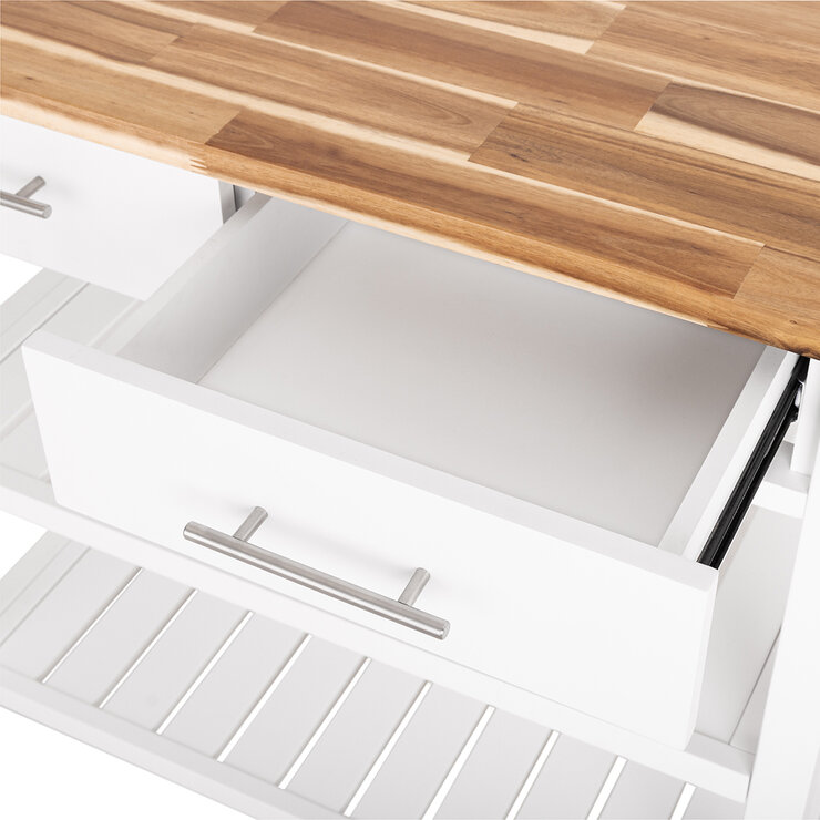Seville Classics Home Carrito de Cocina con Superficie de Acacia con Cajones — Imagen 4 de 4