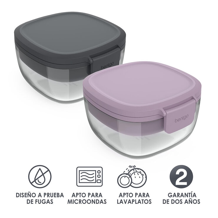 Bentgo Glass Recipientes Para Ensalada de Vidrio Todo en Uno 2 Piezas — Imagen 1 de 4