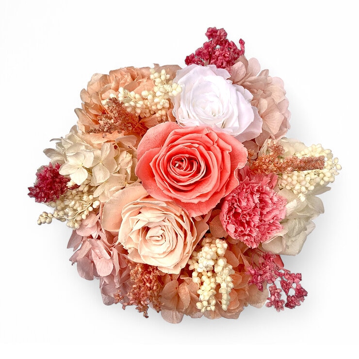 Mina'an Flor Eterna, Bouquet Mix Durazno, Caja Blanca, Duración 6 Meses — Imagen 3 de 4