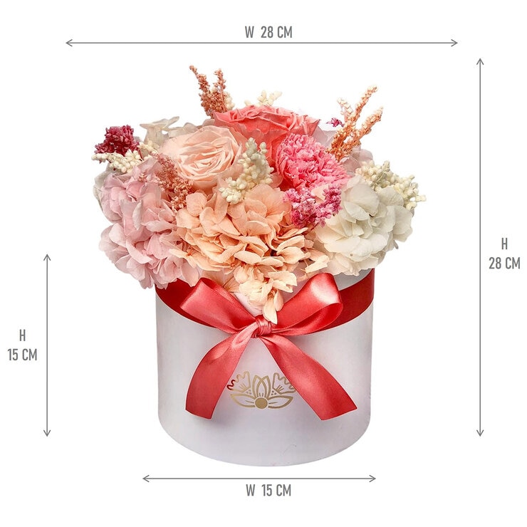 Mina'an Flor Eterna, Bouquet Mix Durazno, Caja Blanca, Duración 6 Meses — Imagen 4 de 4
