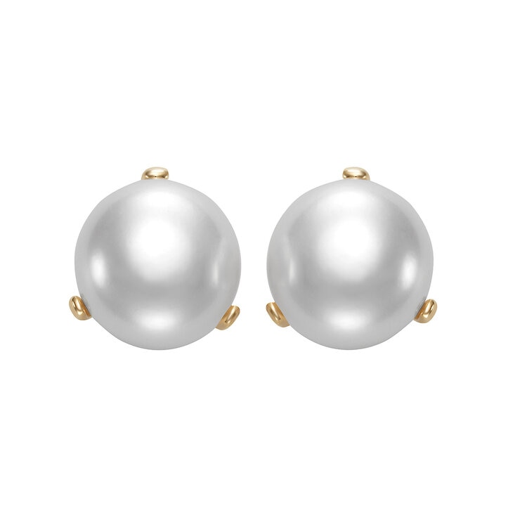 Aretes de Perlas Cultivadas, 10.0-10.5mm, Oro Amarillo de 14K — Imagen 3 de 4