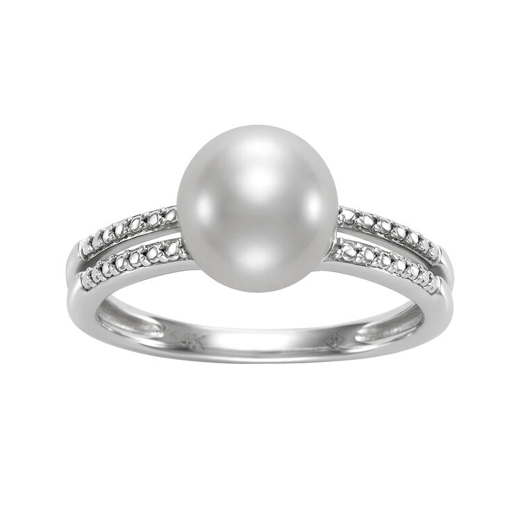 Anillo de Perla Cultivada, Oro Blanco de 14K — Imagen 1 de 4