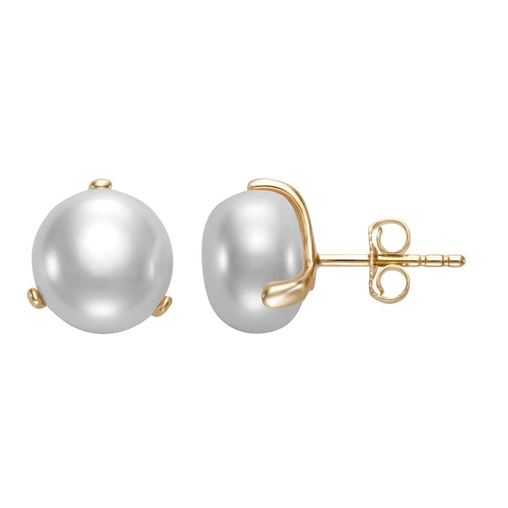 Aretes de Perlas Cultivadas, 10.0-10.5mm, Oro Amarillo de 14K — Imagen 4 de 4