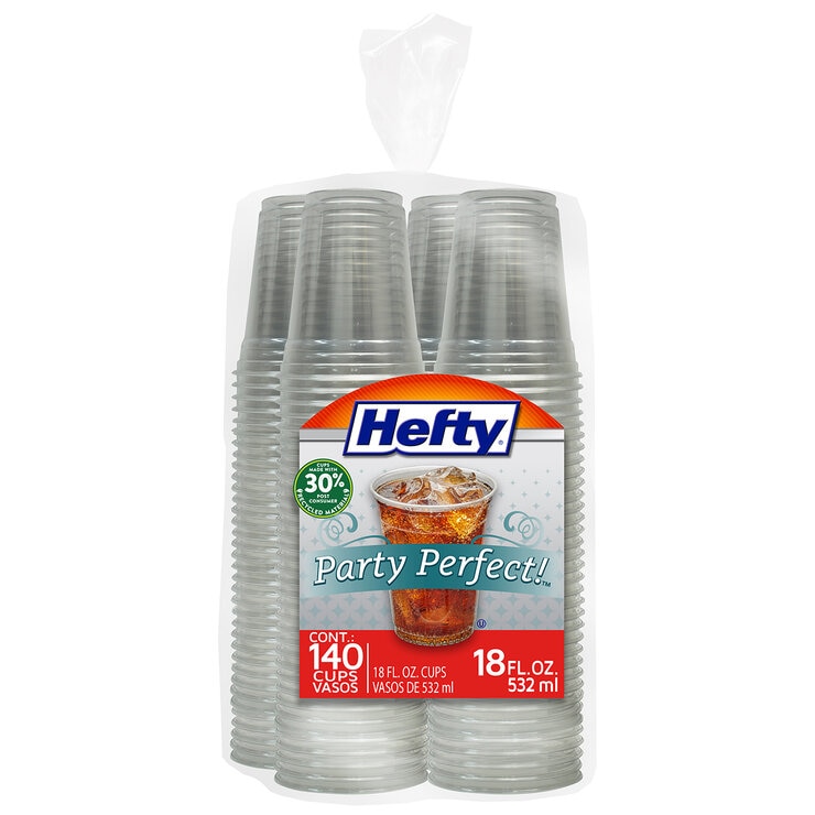 Hefty Vasos de Plástico Transparentes 140 pzs de 532 ml