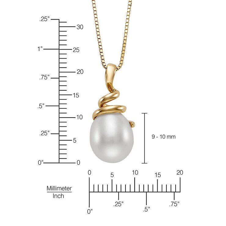 Dije de Perla Cultivada, 9-10mm, Oro Amarillo de 14K — Imagen 2 de 4