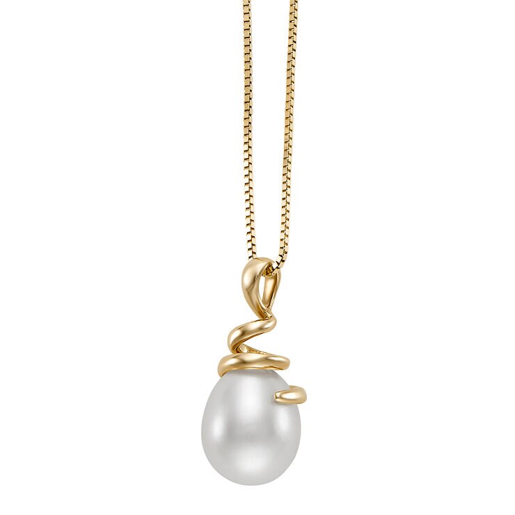 Dije de Perla Cultivada, 9-10mm, Oro Amarillo de 14K — Imagen 3 de 4