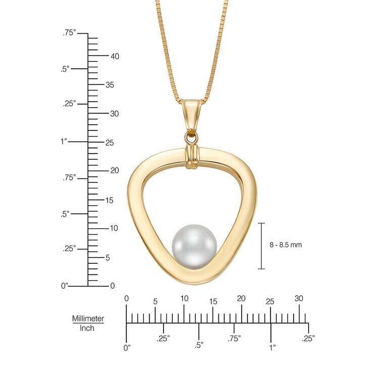 Dije de Perla Cultivada con Cadena 45.72cm, 8-8.5mm, Oro Amarillo de 14K — Imagen 2 de 4