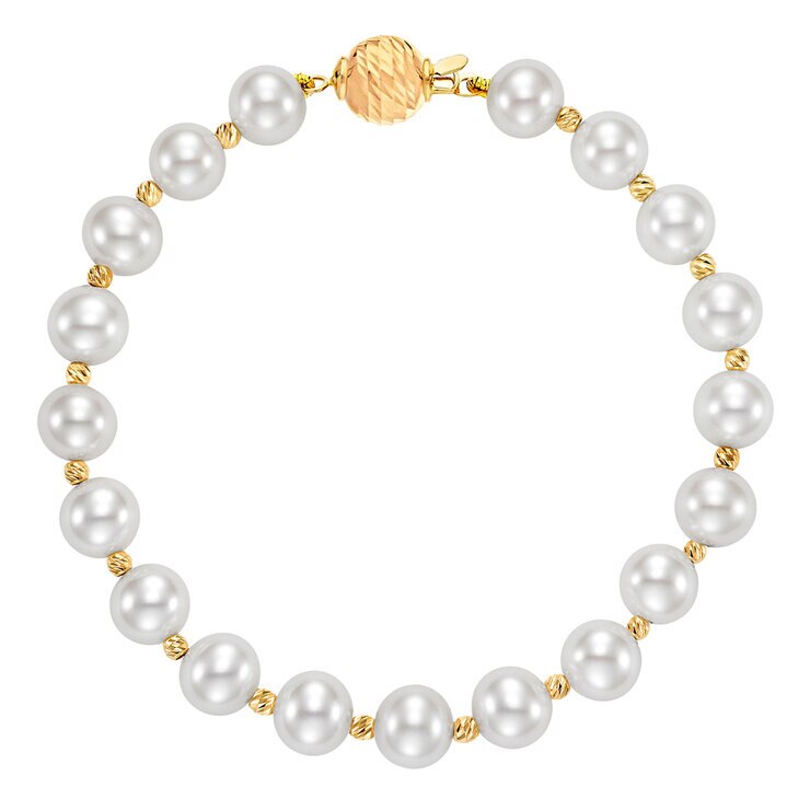 Pulsera de Perlas Cultivadas, Oro Amarillo de 14K, 19.05cm — Imagen 4 de 4
