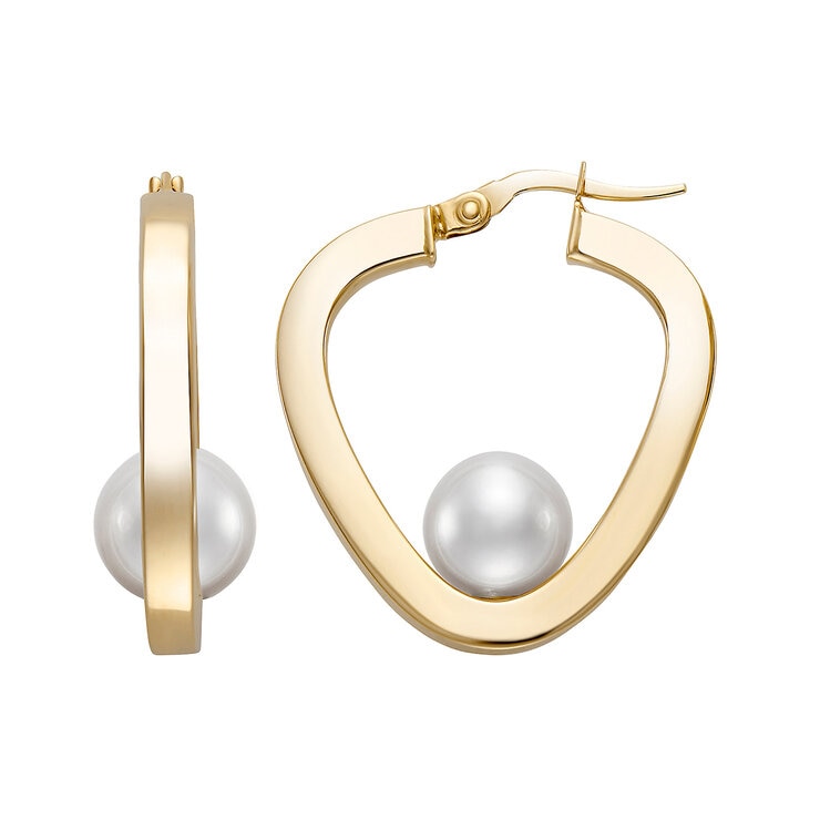 Arracadas de Perlas Cultivadas 8-8.5mm, Oro Amarillo de 14K — Imagen 2 de 4