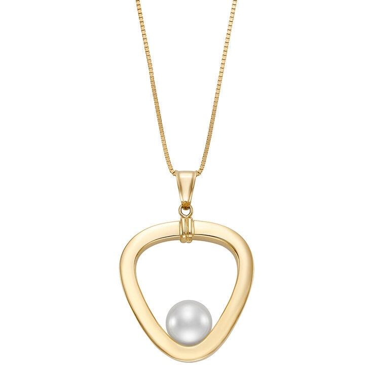 Dije de Perla Cultivada con Cadena 45.72cm, 8-8.5mm, Oro Amarillo de 14K — Imagen 1 de 4
