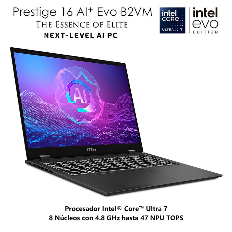 MSI Prestige 16 AI+Evo Laptop 16" Full HD Intel Core Ultra 7 32GB 1TB SSD — Imagen 2 de 4
