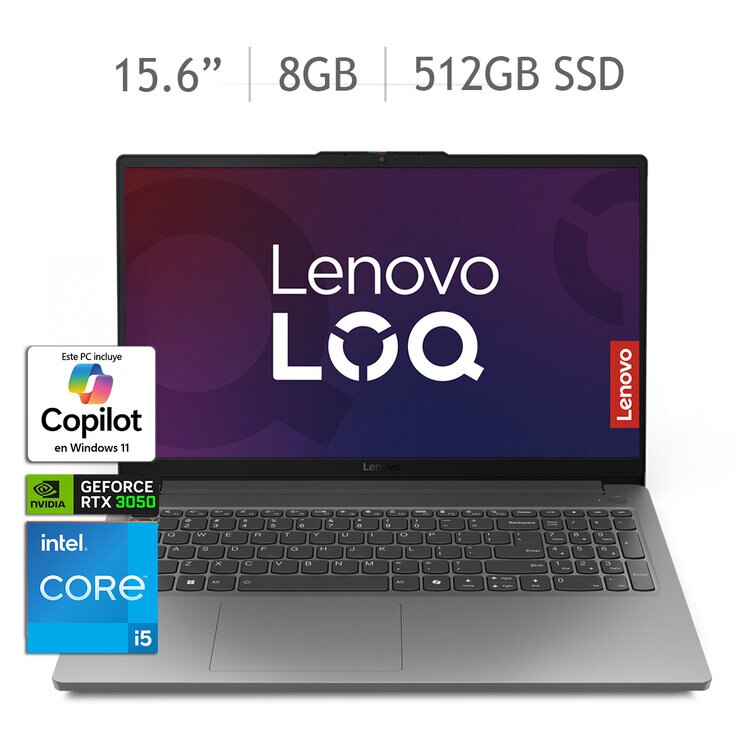 Lenovo LOQ 15IAX9E Gaming Laptop 15.6" Full HD Intel Core i5 8GB 512GB SSD — Imagen 1 de 4