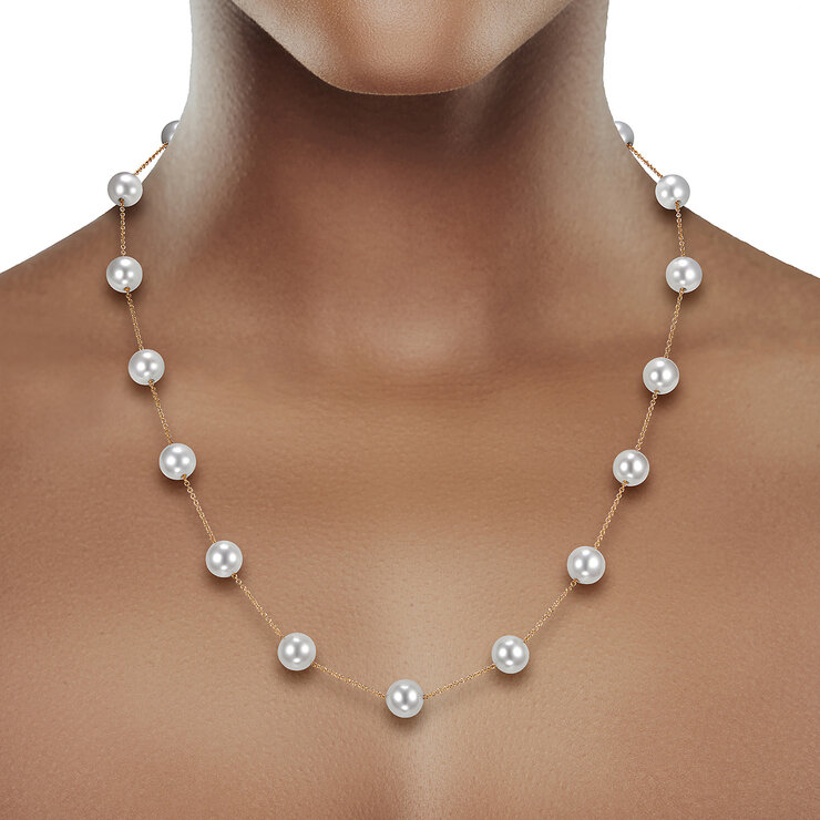 Collar de Perla Cultivada Agua Dulce, 45.72cm, Oro Amarillo de 14K — Imagen 4 de 4