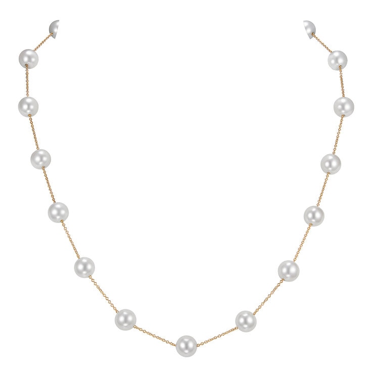 Collar de Perla Cultivada Agua Dulce, 45.72cm, Oro Amarillo de 14K