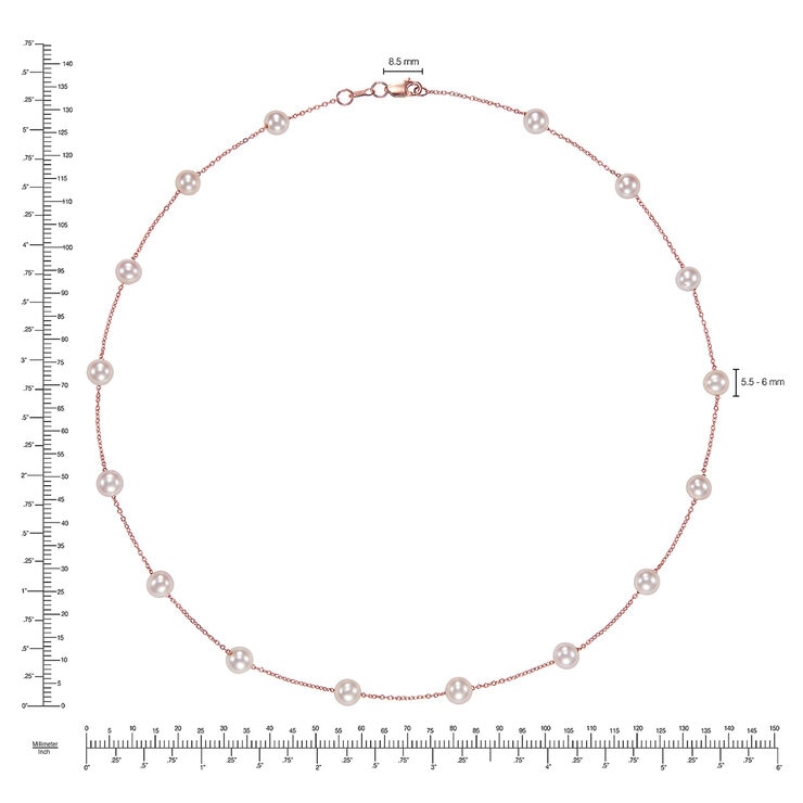 Collar de Perla Cultivada Agua Dulce, 43.18cm, Oro Rosa de 14K — Imagen 2 de 4