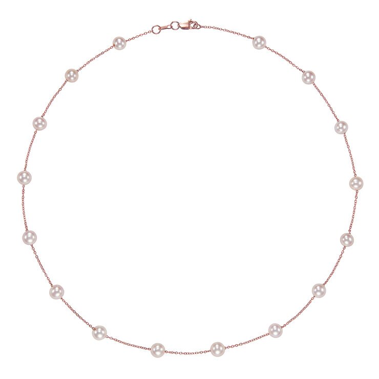 Collar de Perla Cultivada Agua Dulce, 43.18cm, Oro Rosa de 14K — Imagen 3 de 4