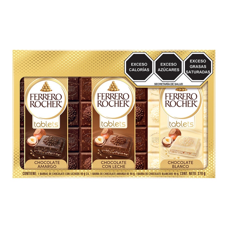 Ferrero Rocher Tabletas De Chocolate 3pzas de 90g — Imagen 1 de 4