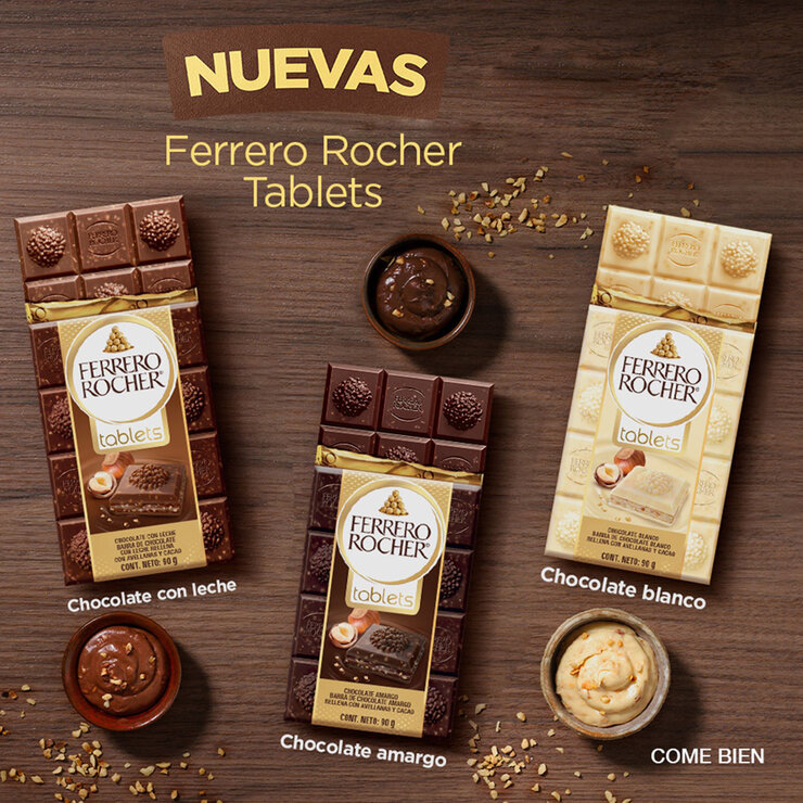Ferrero Rocher Tabletas De Chocolate 3pzas de 90g — Imagen 3 de 4