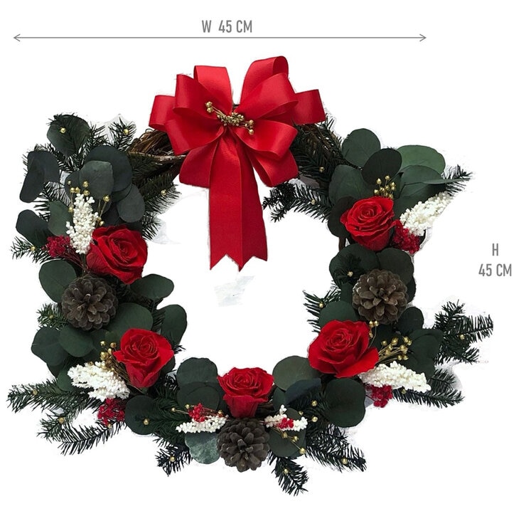 Palma & Jordan, Corona Navidad con Listón Rojo — Imagen 3 de 4