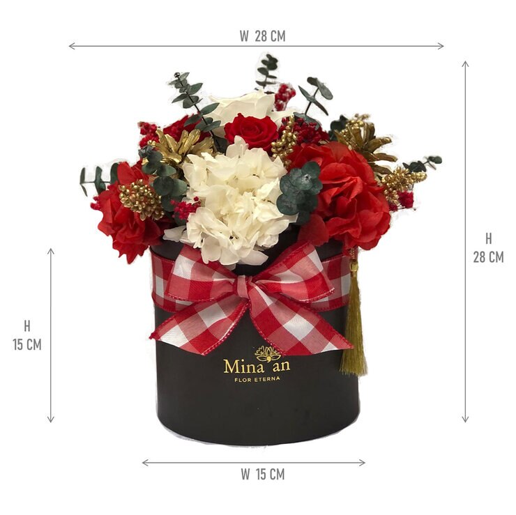 Palma & Jordan, Bouquet Navideño, Caja Negra Listón de Cuadros — Imagen 2 de 4
