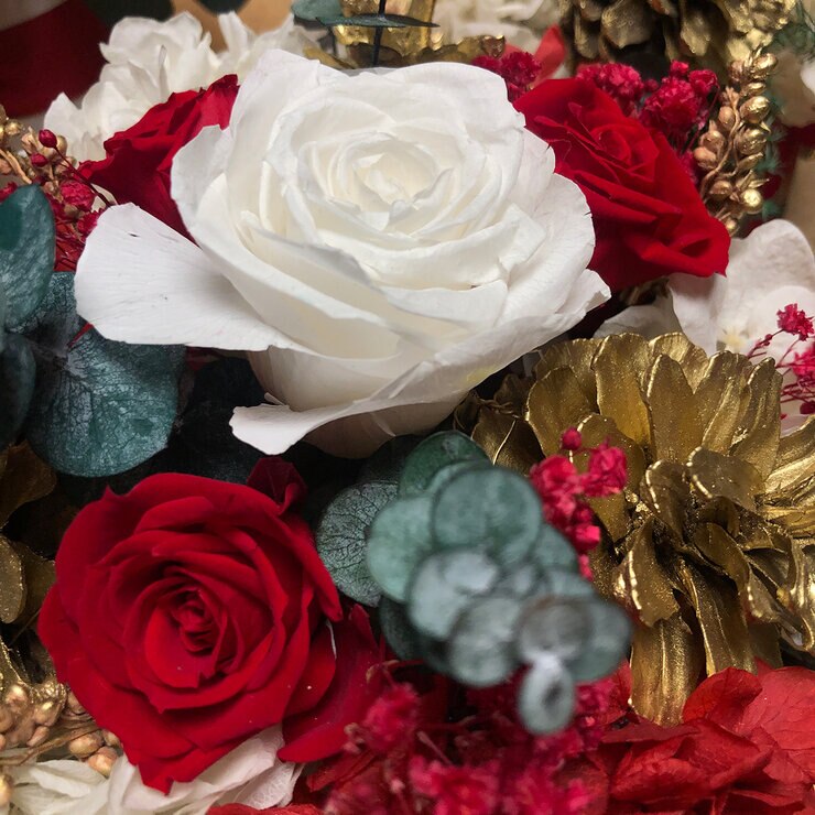 Palma & Jordan, Bouquet Navideño, Caja Negra Listón de Cuadros — Imagen 3 de 4