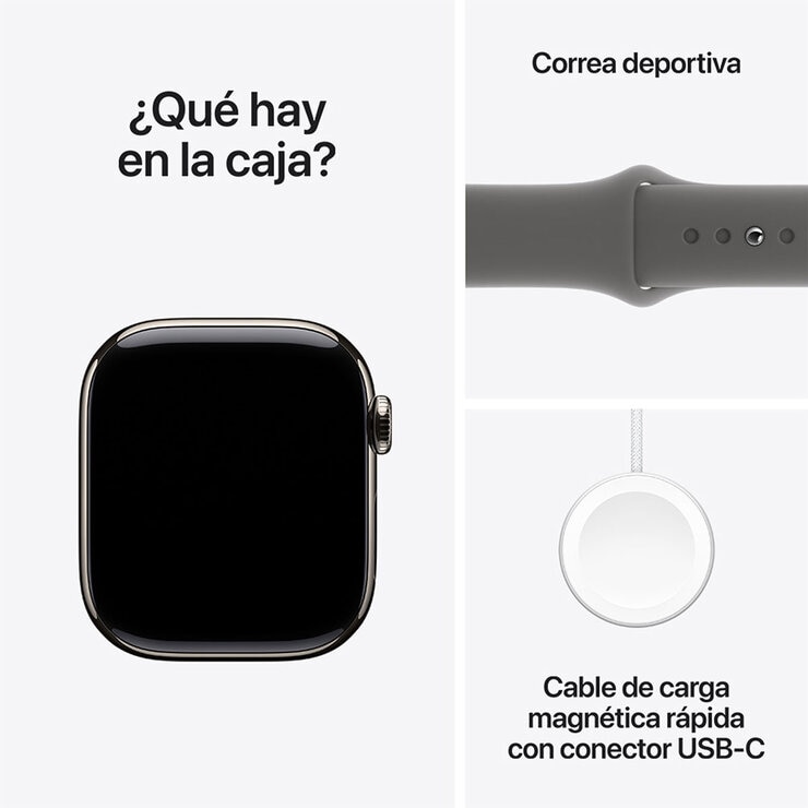 Apple Watch S10 (GPS + Cellular) Caja de titanio natural 42mm con correa deportiva gris piedra S/M — Imagen 3 de 4
