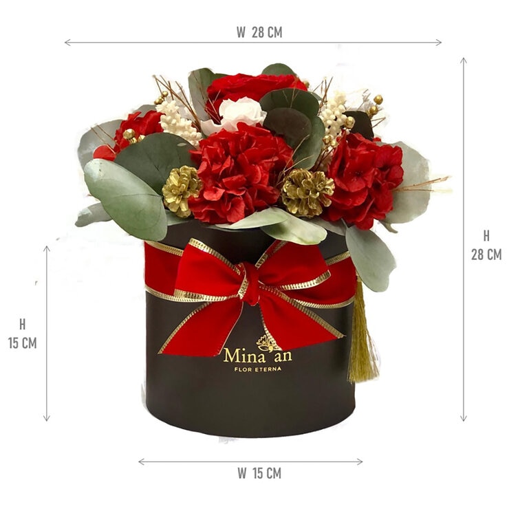 Palma & Jordan, Bouquet Navideño, Caja Negra Listón Rojo — Imagen 4 de 4