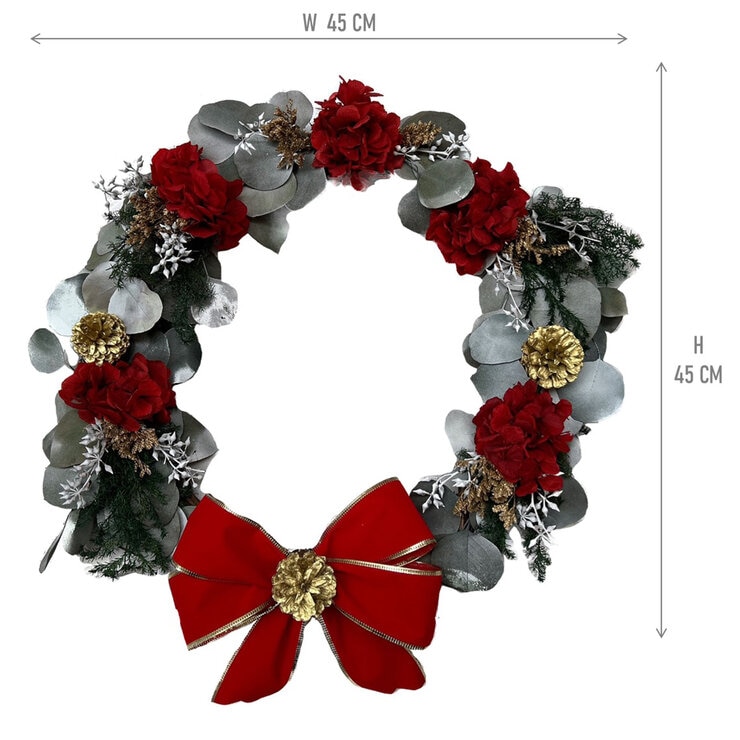 Palma & Jordan, Corona Navidad con Listón Rojo/Dorado — Imagen 2 de 4